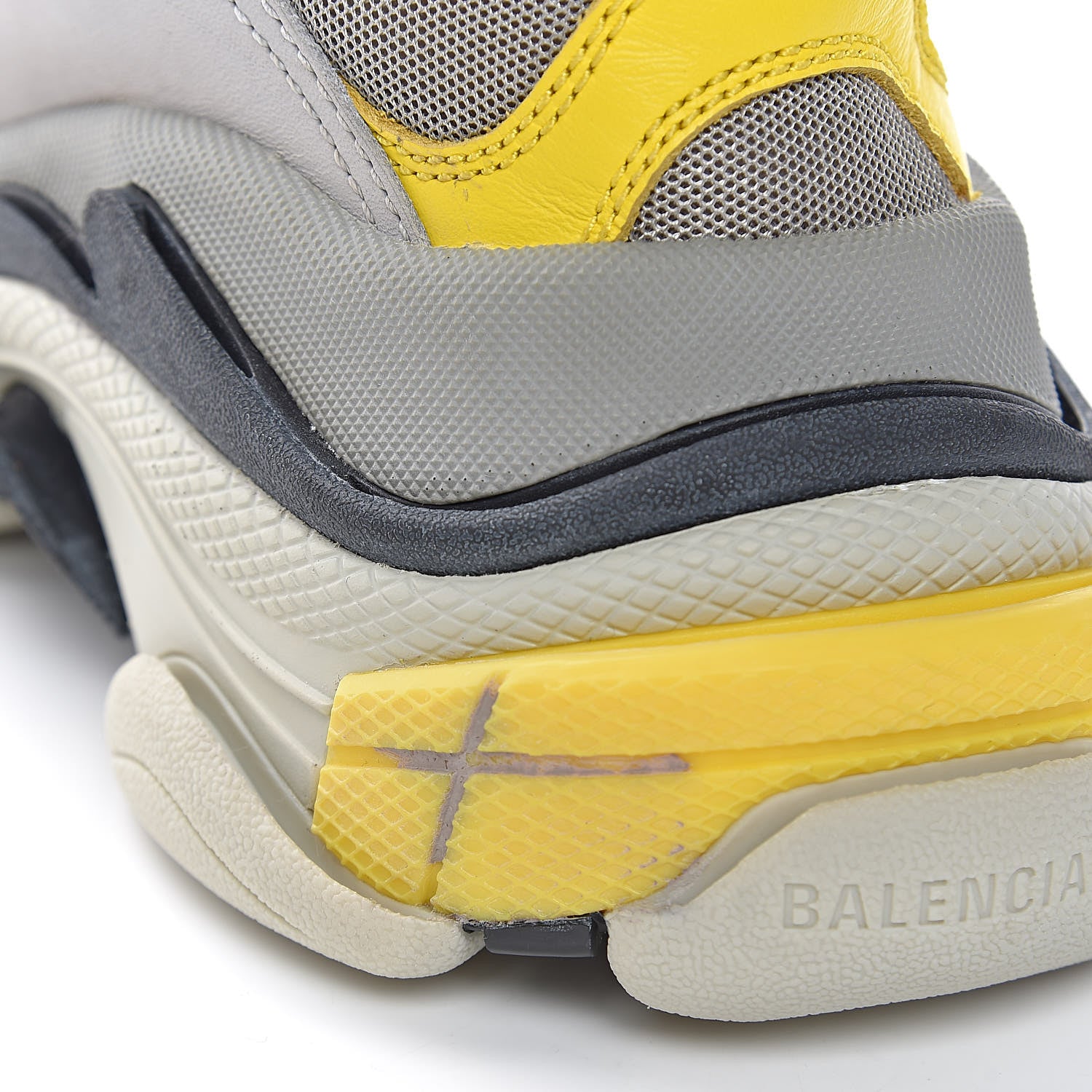 Balenciaga Fabric Mesh Womens Triple S Sneakers 37 Yellow Grey White 8 of 11
