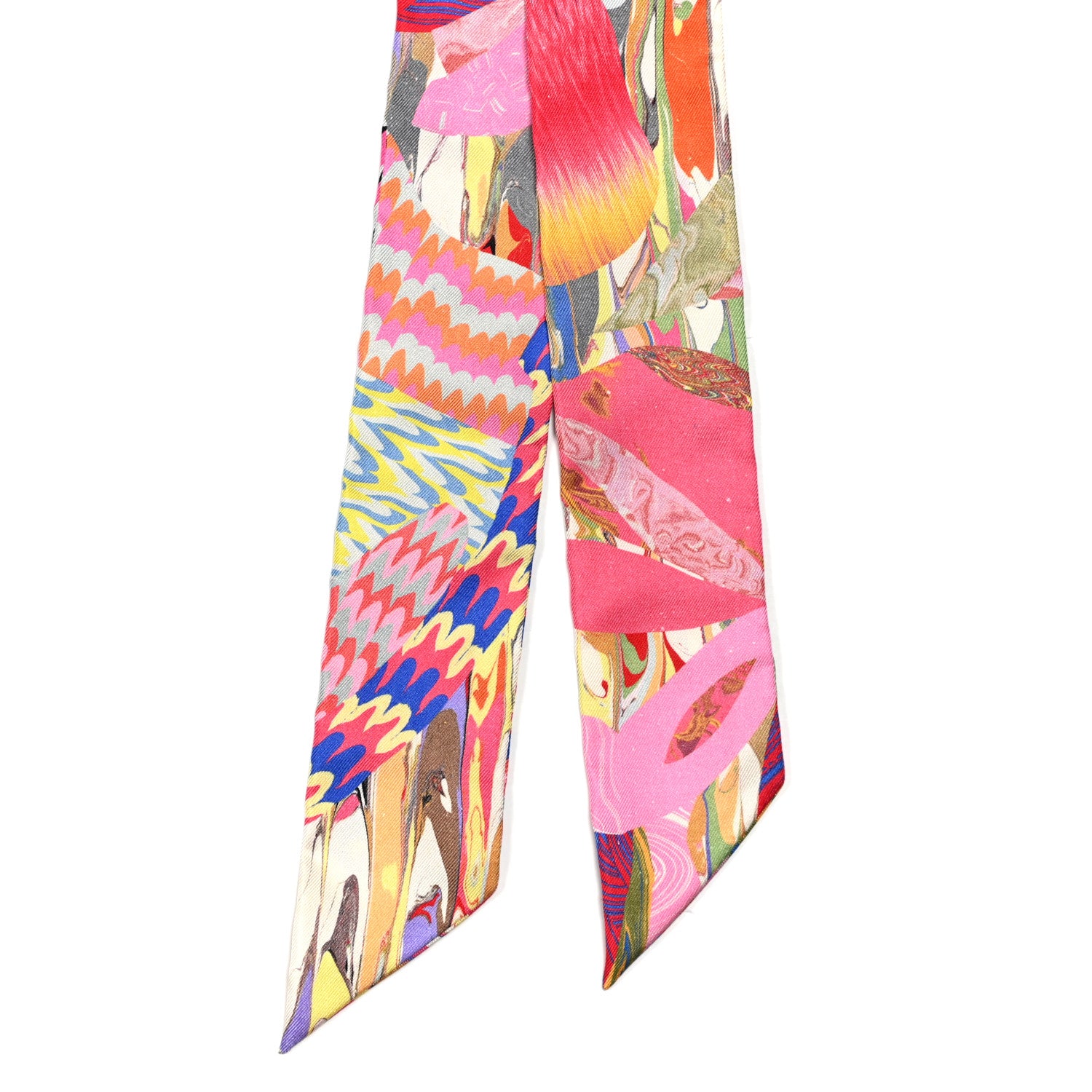 Hermes Silk Marble Silk Twilly Rose Vert Violet 2 of 4