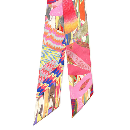 Hermes Silk Marble Silk Twilly Rose Vert Violet 2 of 4