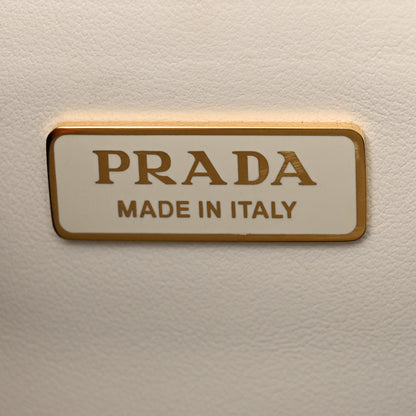 Prada Saffiano Cuir Triangle Embleme Flap Shoulder Bag White 6 of 13