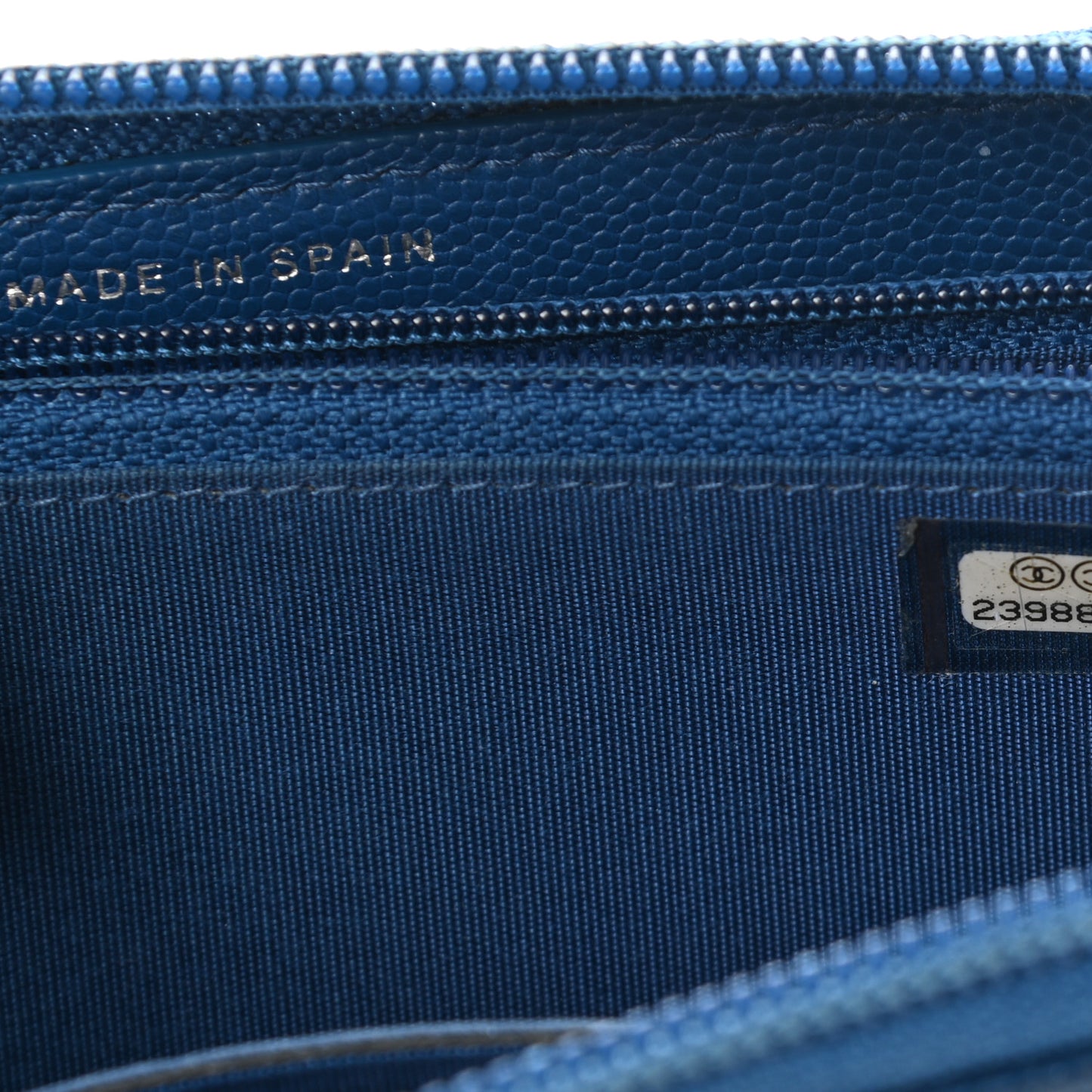 Caviar Quilted Boy Small Zip Around Wallet Blue