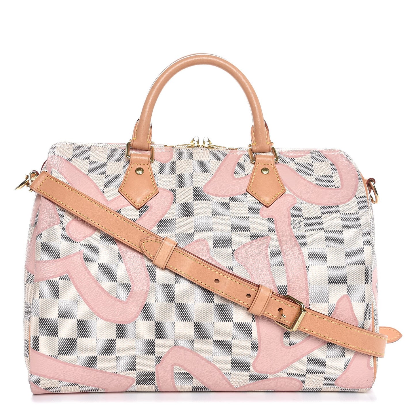 Damier Azur Tahitienne Speedy Bandouliere 30 Rose Ballerine