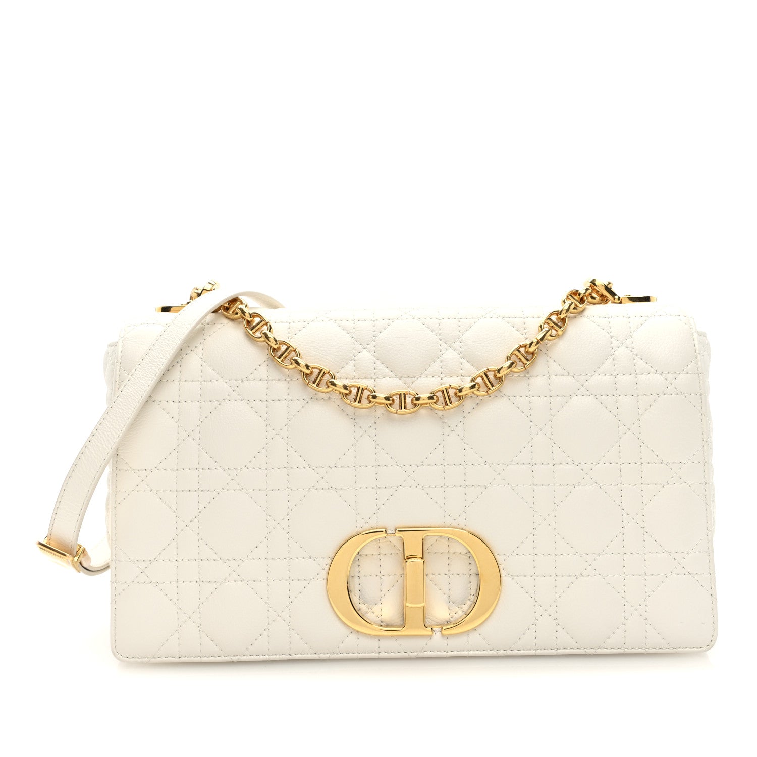 Christian Dior Grained Calfskin Cannage Large Caro Bag Ivory 1 of 10