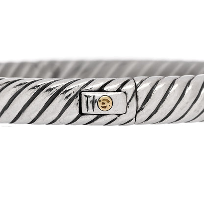 David Yurman Sterling Silver 18K Yellow Gold 7mm Sculpted Cable Bangle Bracelet 3 of 3