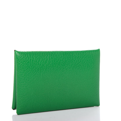 Hermes Chevre Chamkila Calvi Card Case Bamboo 3 of 8