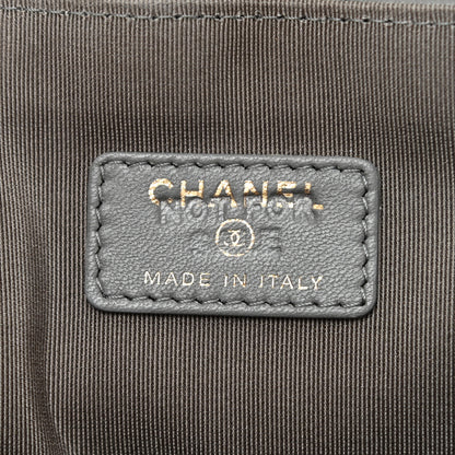 Chanel Calfskin Chevron Quilted CC Button Envelope Pouch Grey 6 of 9