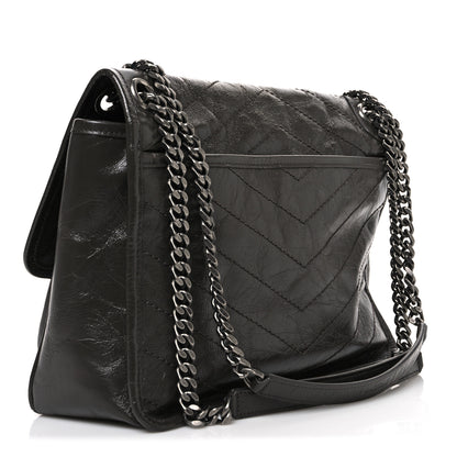 Saint Laurent Crinkled Calfskin Matelasse Monogram Medium Niki Chain Satchel Storm 3 of 12