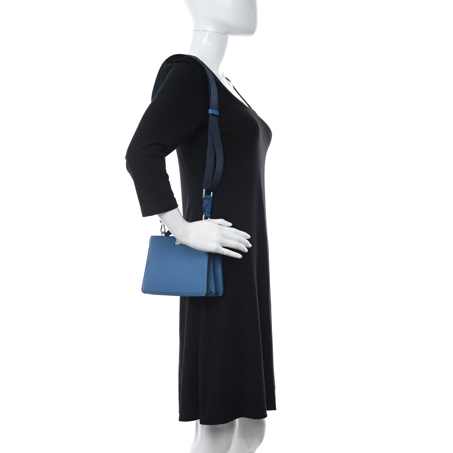 Fendi Cuoio Romano Vitello Cover Bi-Color Peekaboo I See U X Cross Satchel Blue 2 of 10