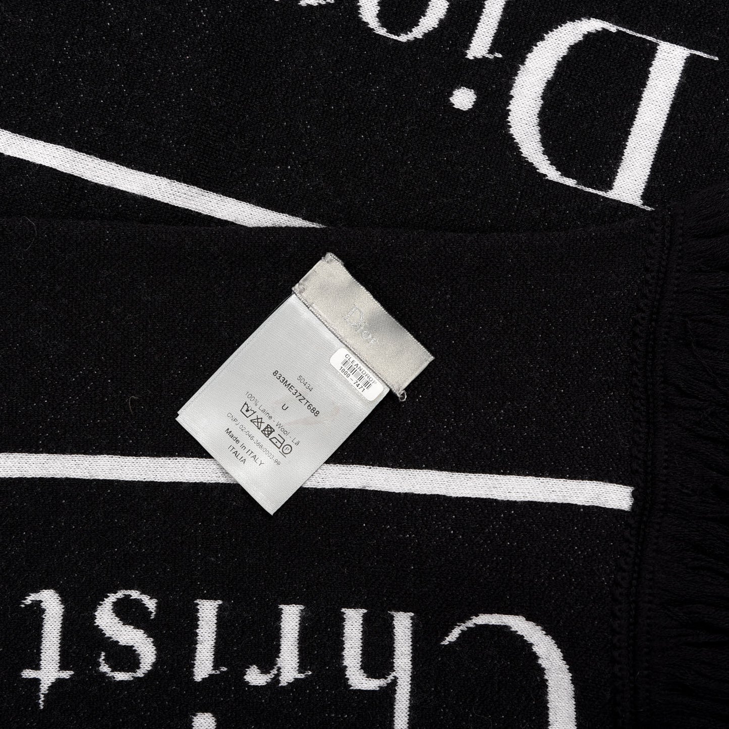 Homme Wool Logo Scarf Black