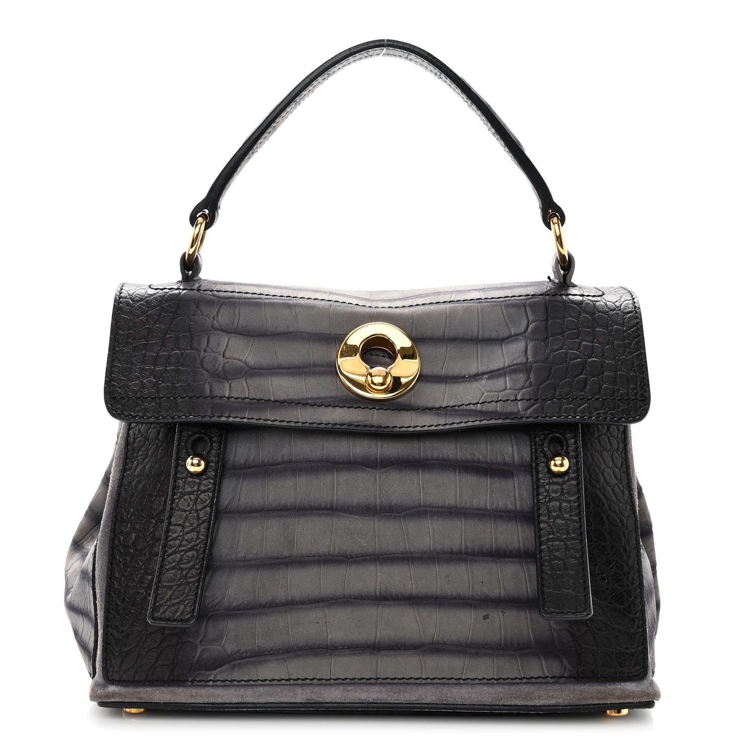 Saint Laurent Nubuck Calfskin Crocodile Embossed Small Muse Two Grey 1 of 14