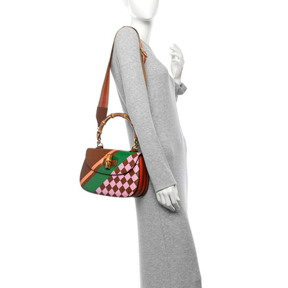Gucci Calfskin Geometric Print Medium Bamboo 1947 Top Handle Bag Brown 2 of 10