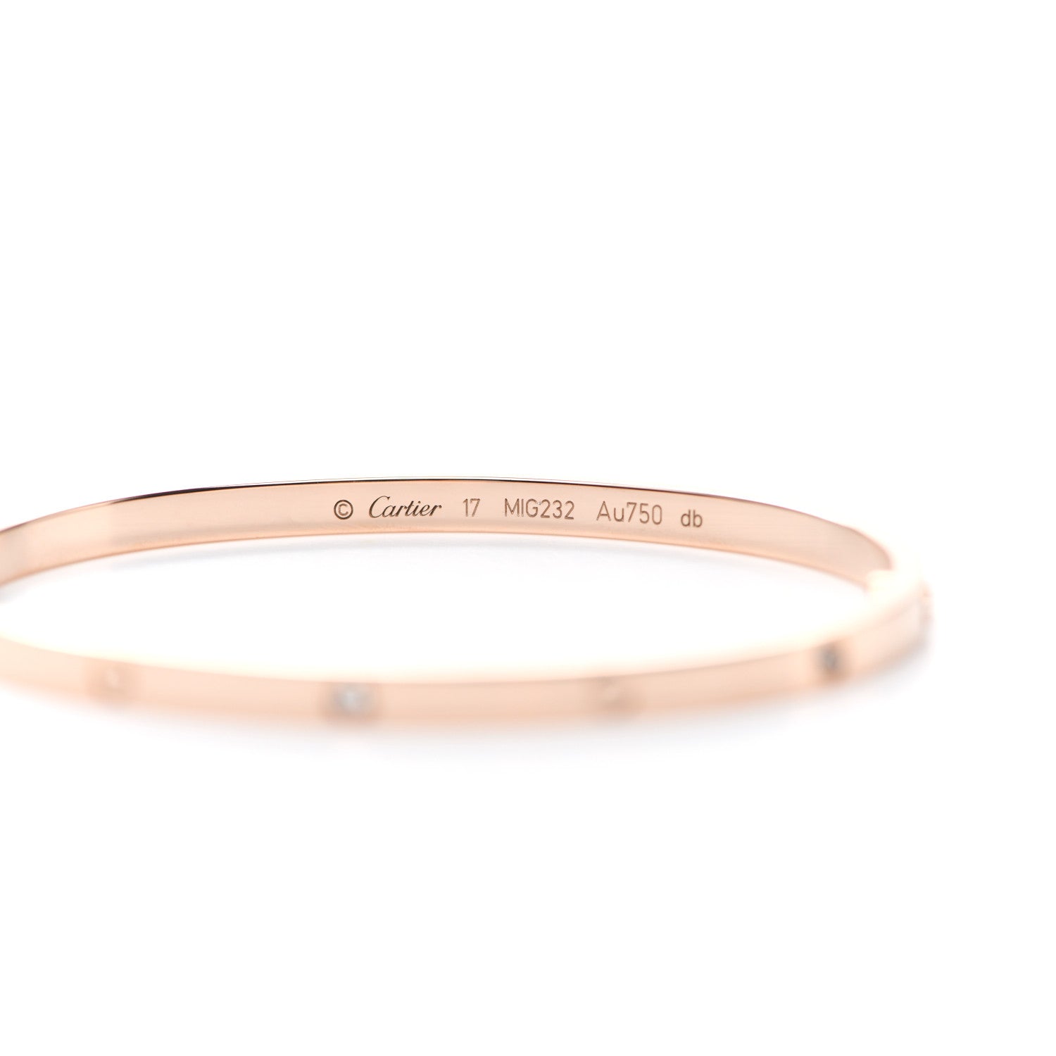 Cartier 18K Pink Gold 6 Diamond Small LOVE Bracelet 17 4 of 5