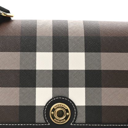Burberry Calfskin Giant Check E-Canvas Note Crossbody Bag Dark Birch Brown 7 of 9