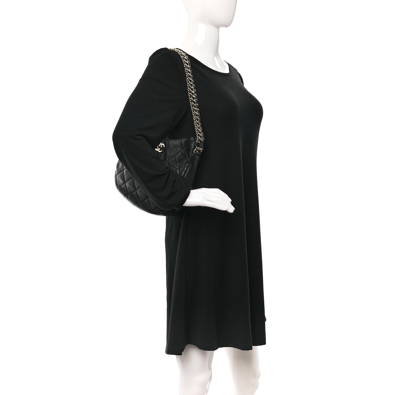 Chanel Lambskin Chain Rows Quilted Chain Hobo Black 2 of 9