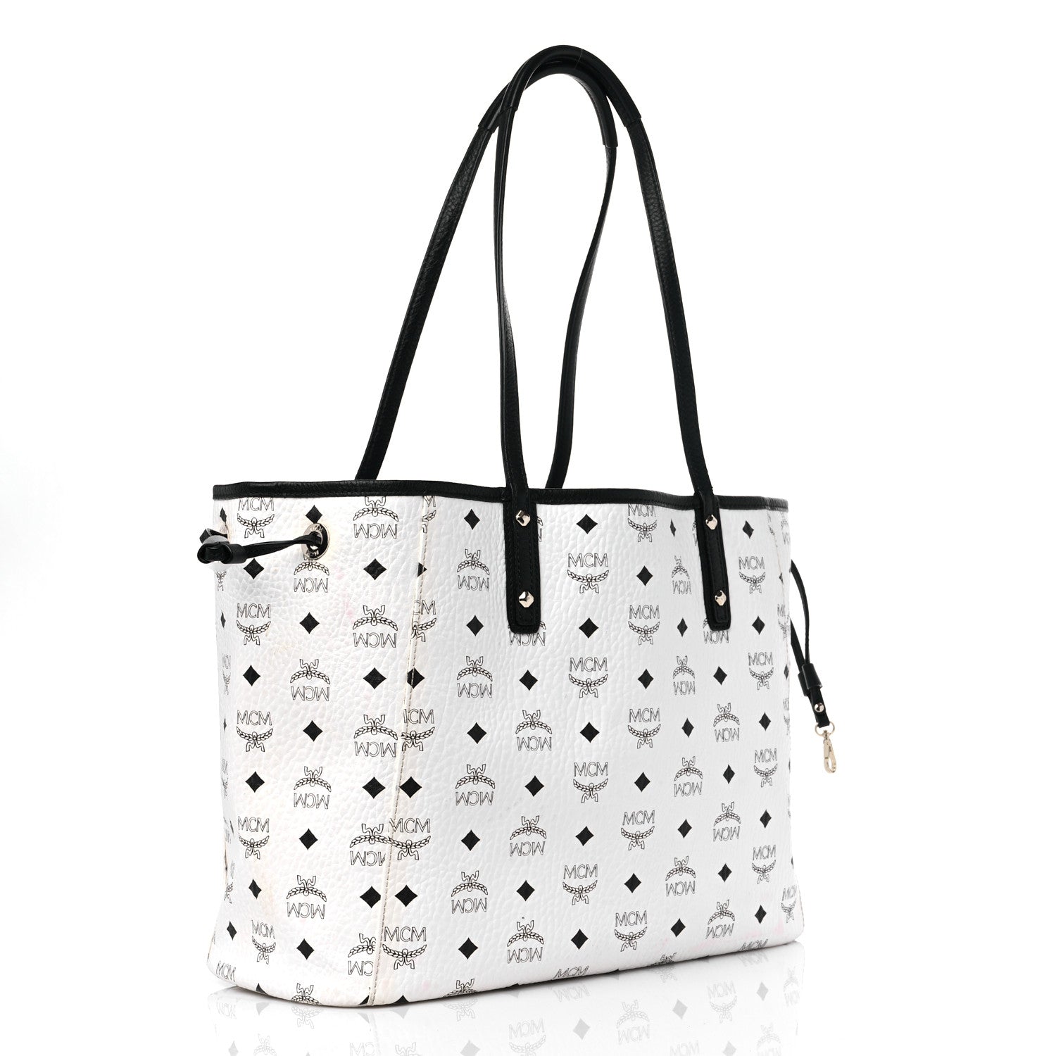 MCM Visetos Medium Project Reversible Shopper Tote White 4 of 17
