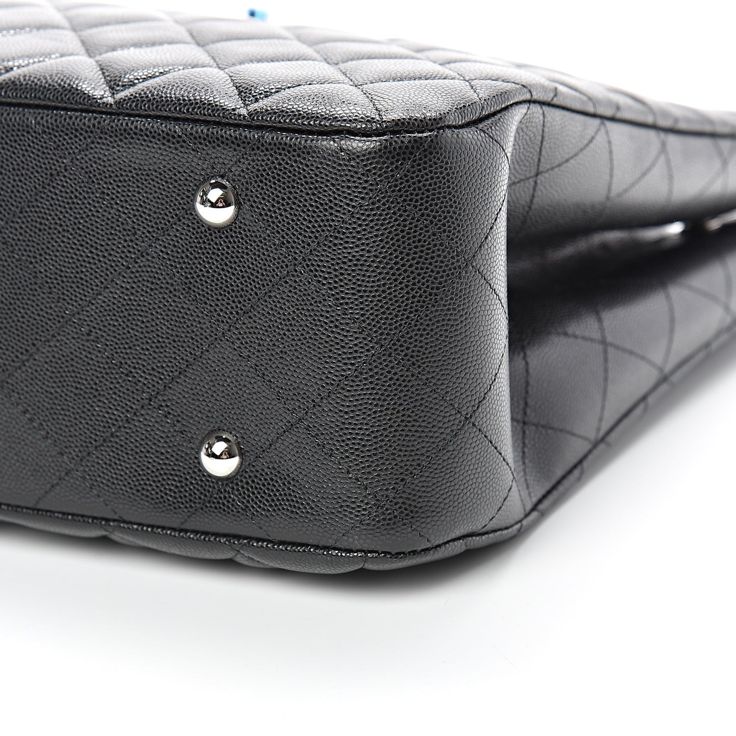 Calfskin Quilted Large CC Shopping Tote Black