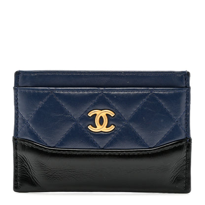 Chanel Aged Calfskin Quilted Gabrielle Card Holder Wallet Navy Black 1 of 8