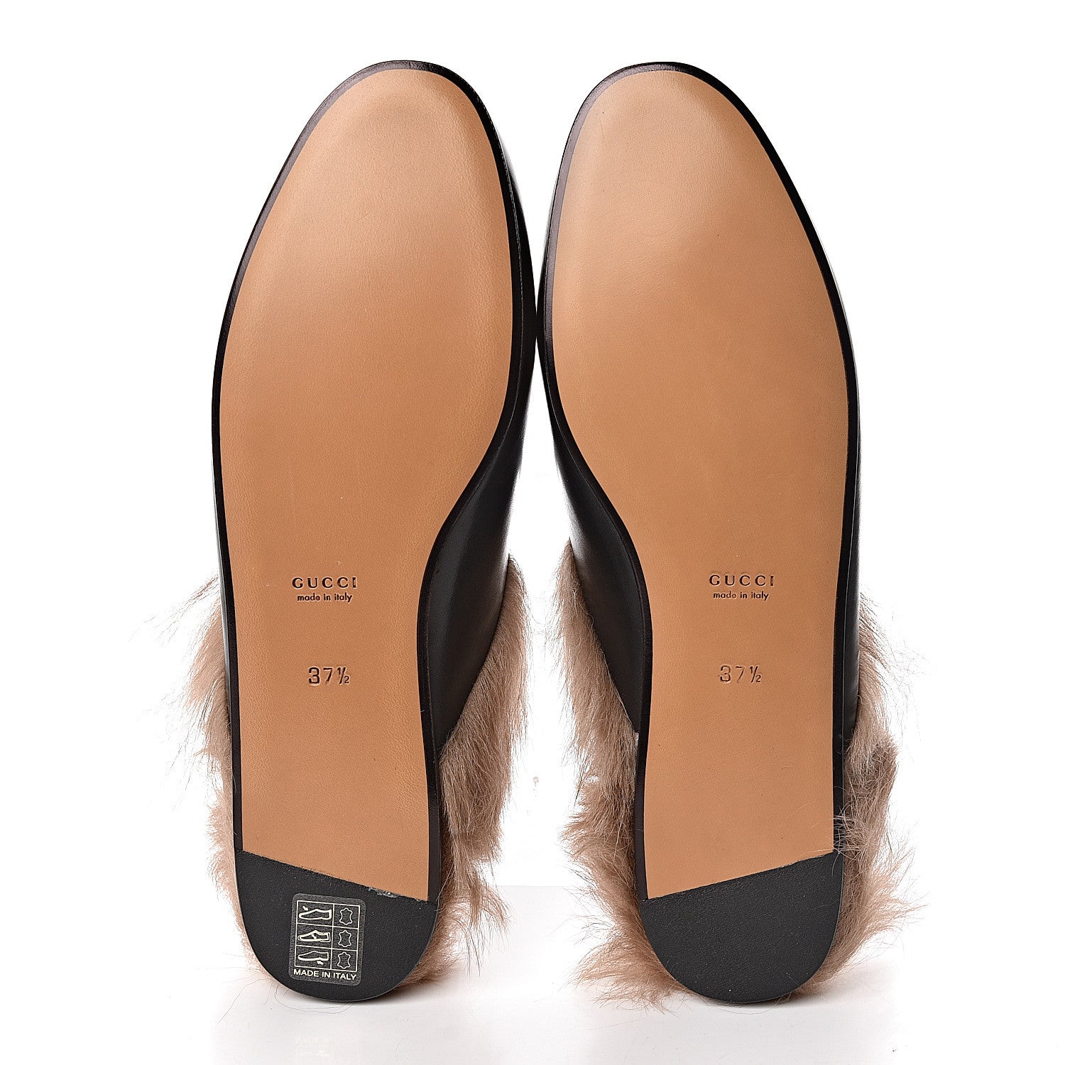 Gucci Calfskin Fur Womens Princetown Slippers 37.5 Black 5 of 8