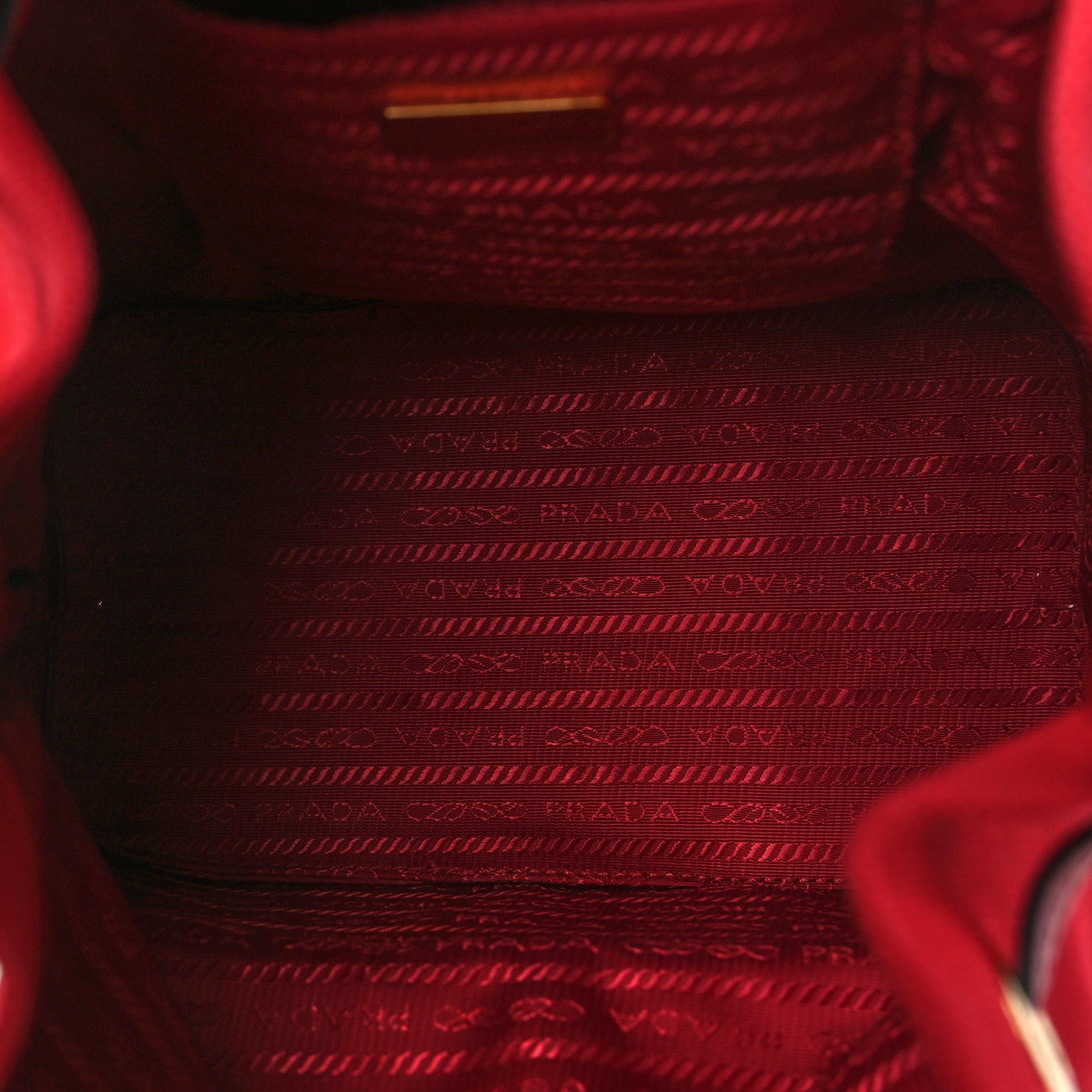 Prada Wicker Canvas Saffiano Bucket Bag Naturale Rosso 5 of 11