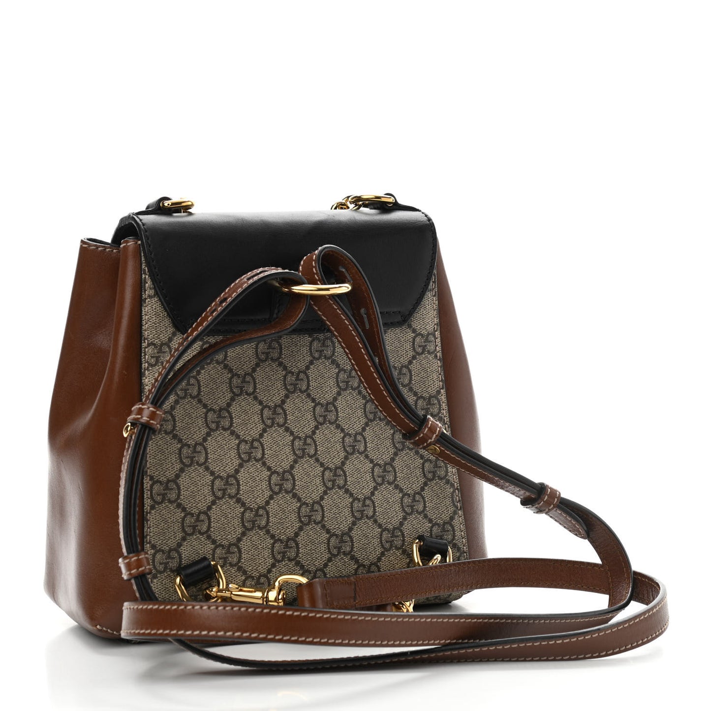 GG Supreme Monogram Calfskin Padlock Backpack Beige Cuir Black