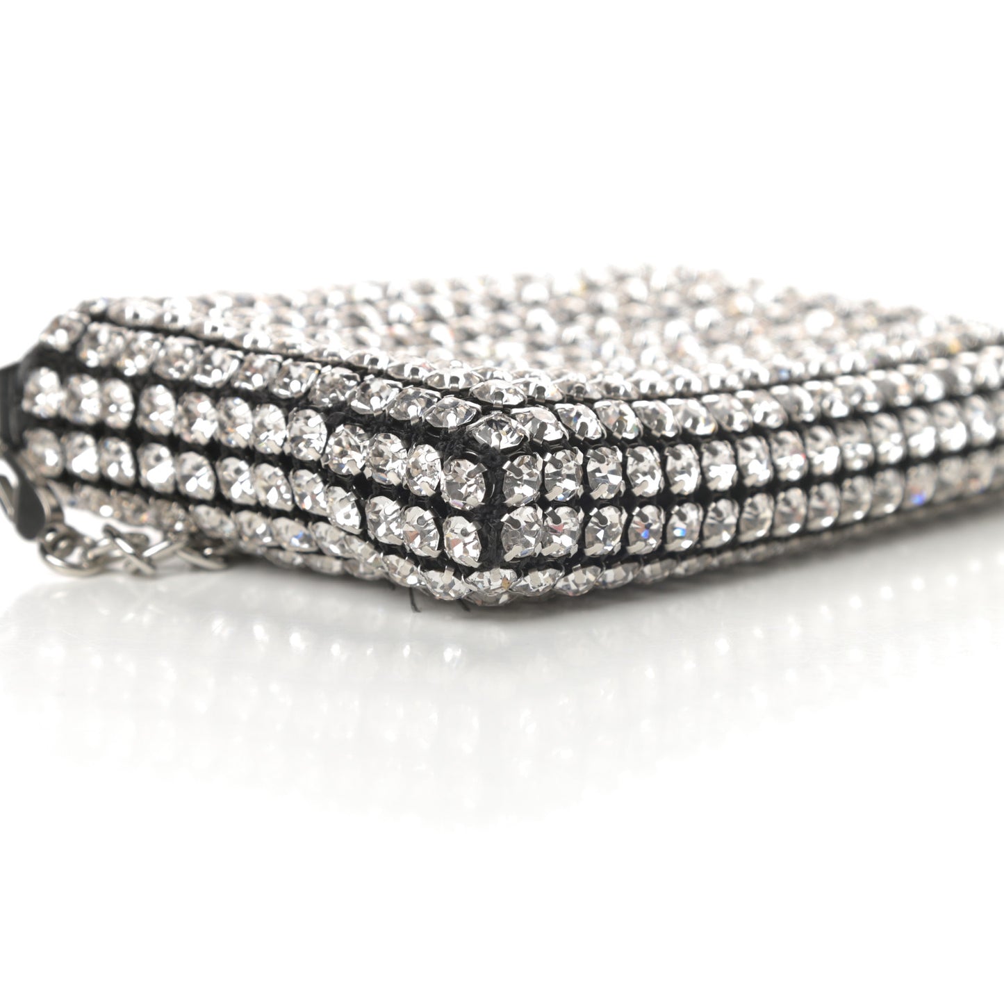 Mesh Crystal Rhinestone Nano Heiress Shoulder Bag Black Silver