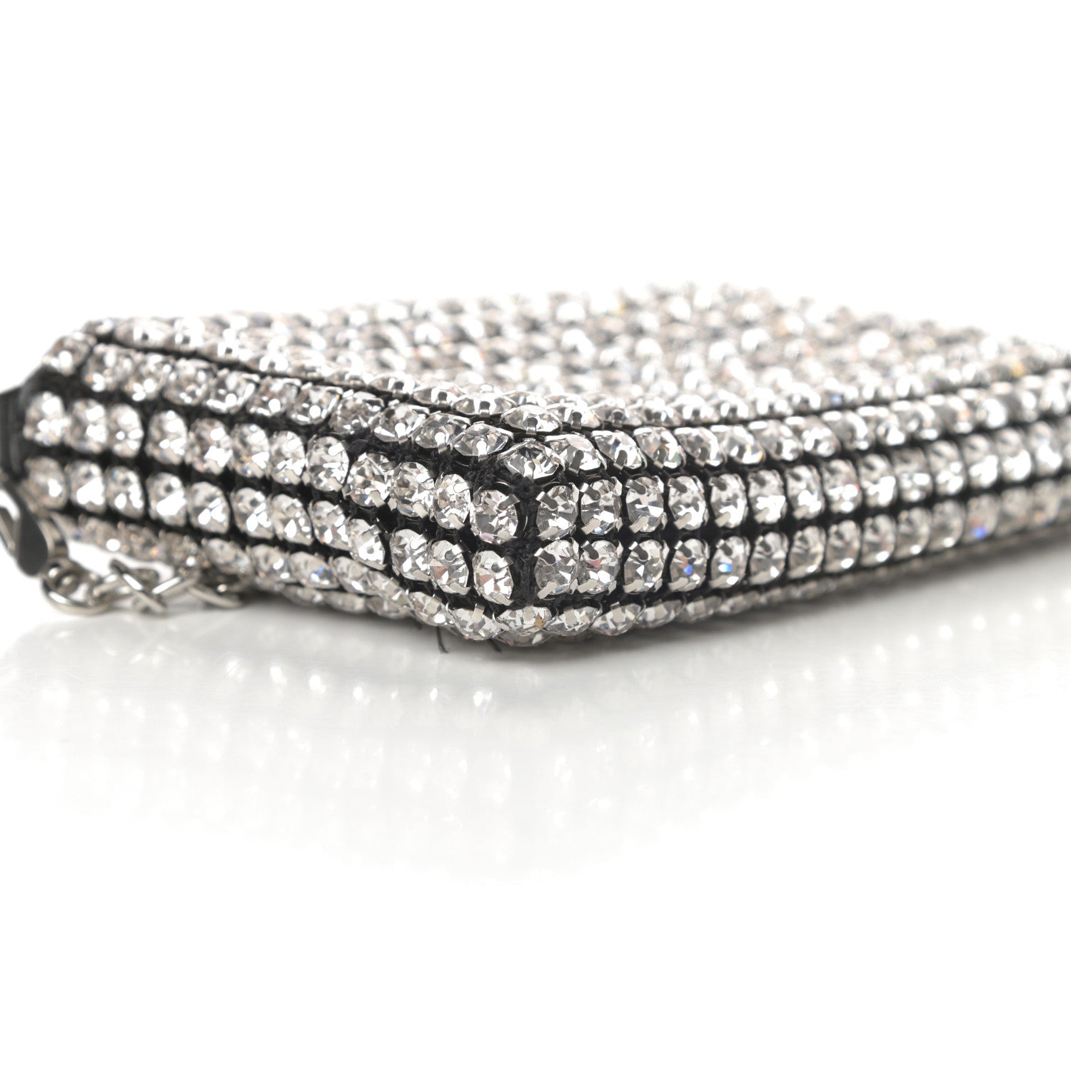 Alexander Wang Mesh Crystal Rhinestone Nano Heiress Shoulder Bag Black Silver 9 of 11