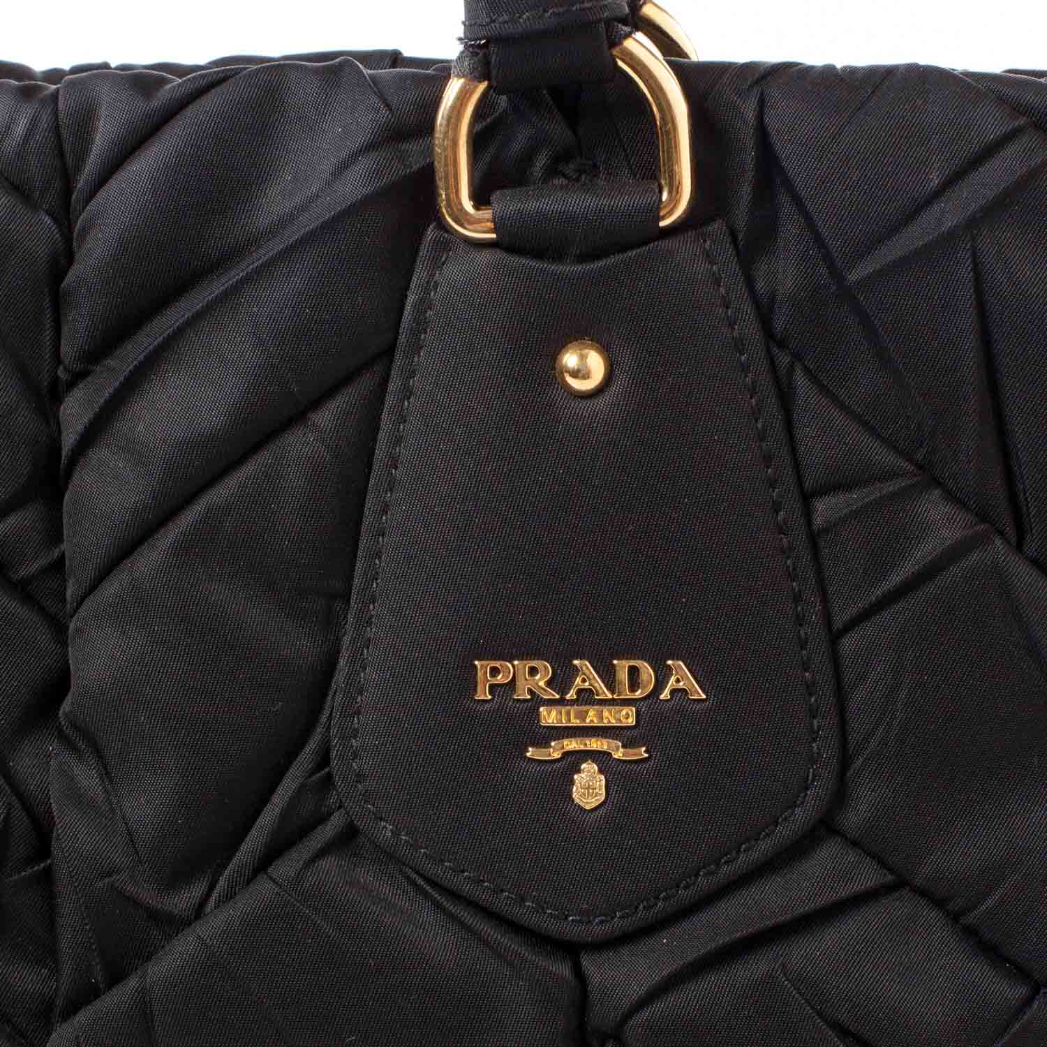 Prada Tessuto Nylon Chevron Quilted Tote Black 6 of 9