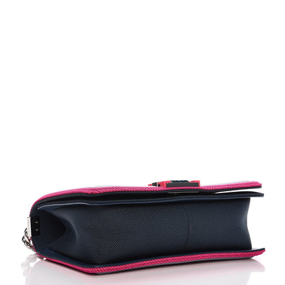 Chanel Canvas Quilted Medium Fluo Boy Flap Dark Navy Fuchsia Grey 4 of 8