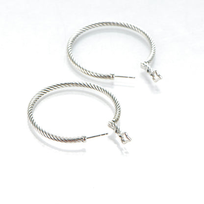 David Yurman Sterling Silver Cable Classics Extra Large Hoop Earrings 3 of 4