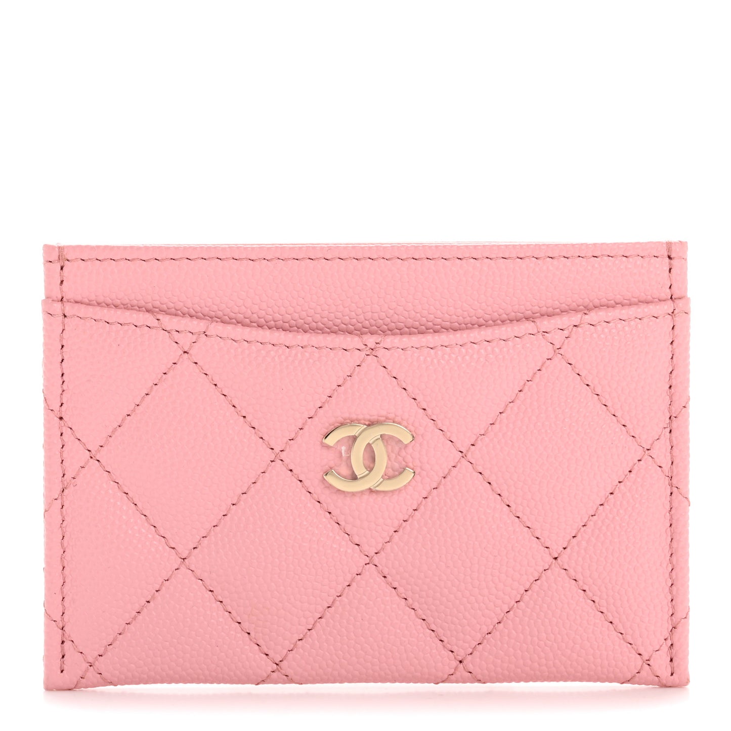 Caviar Quilted Card Holder Light Pink