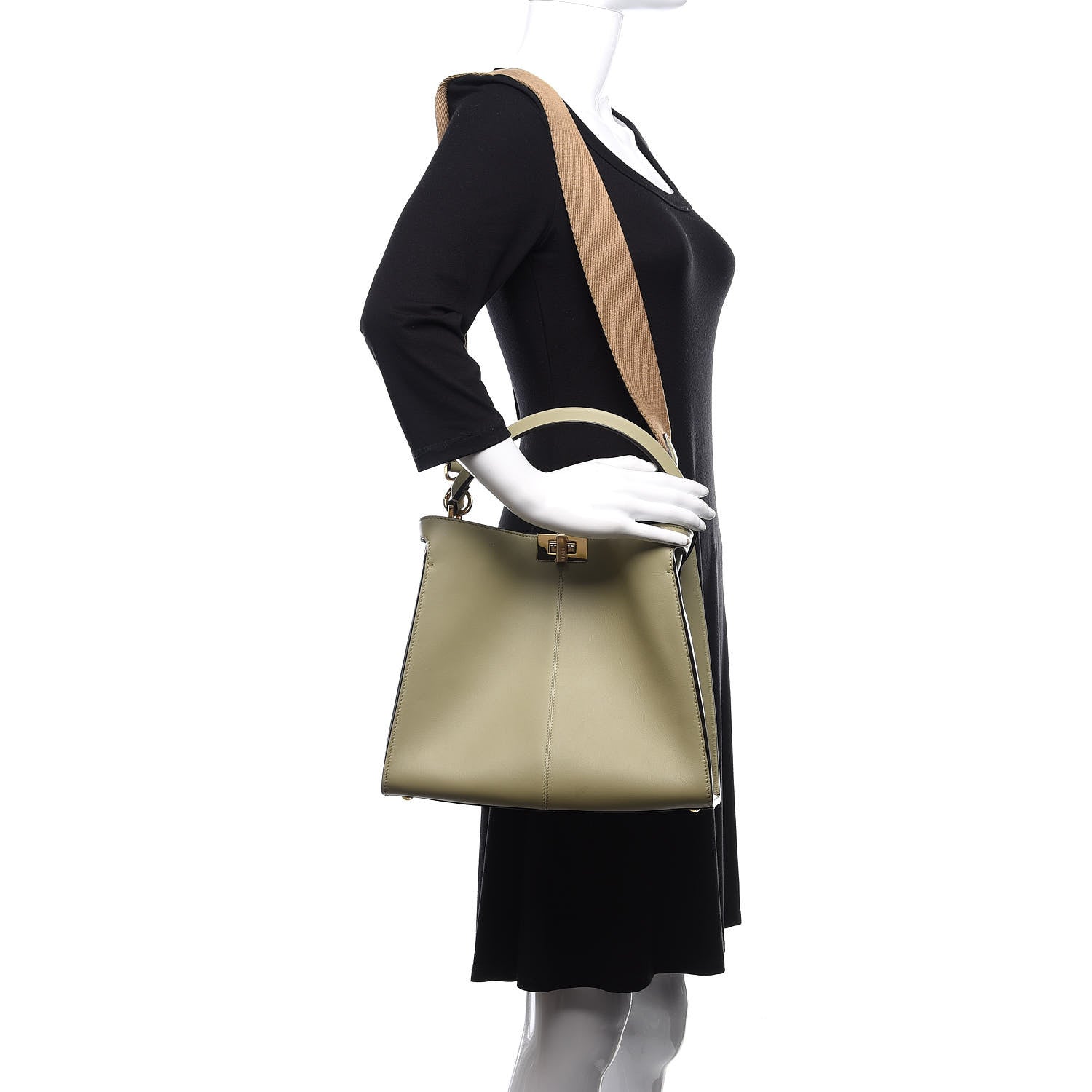 Fendi Vitello Seta Century Medium Peekaboo X-Lite Mandorlo Blueberry 2 of 9
