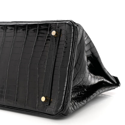 Hermes Shiny Porosus Crocodile Birkin 35 Black 10 of 11