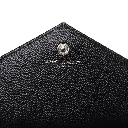 Saint Laurent Grain De Poudre Matelasse Chevron Monogram Chain Wallet Black 6 of 11