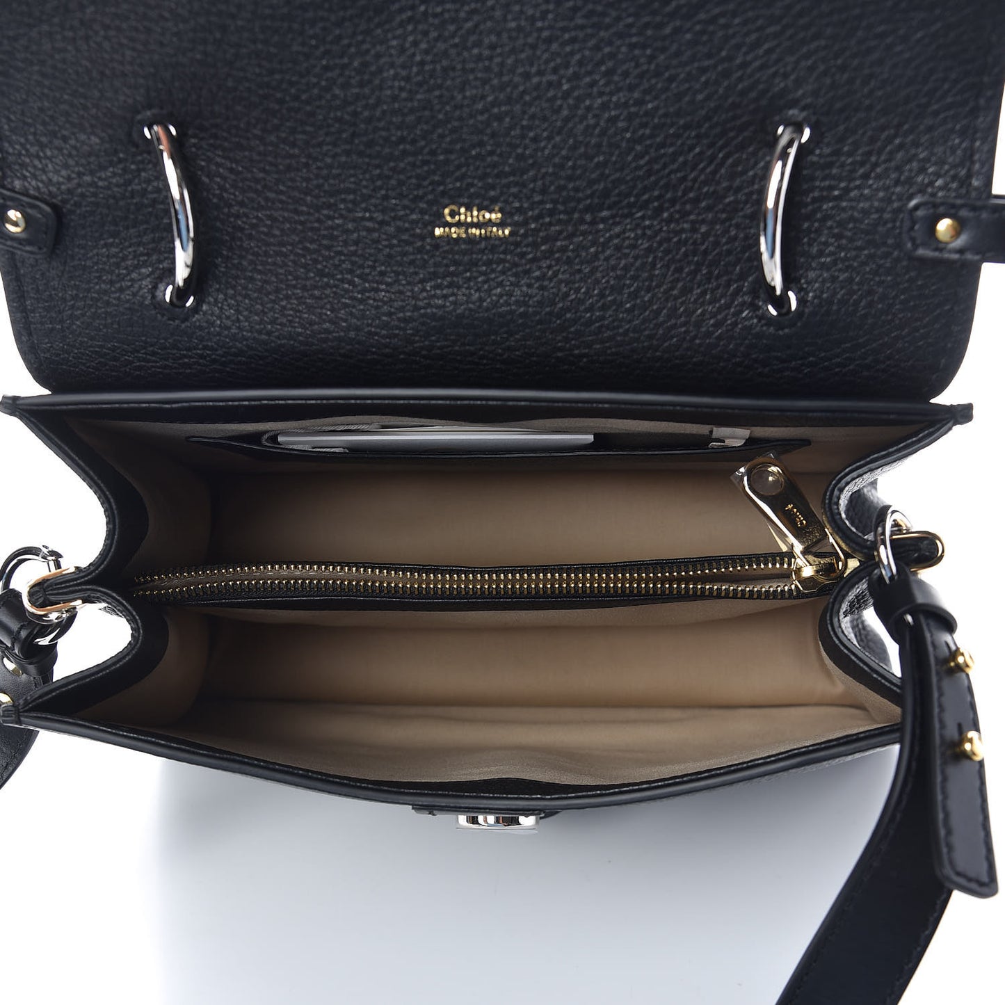 Grained Calfskin Medium Aby Day Shoulder Bag Black
