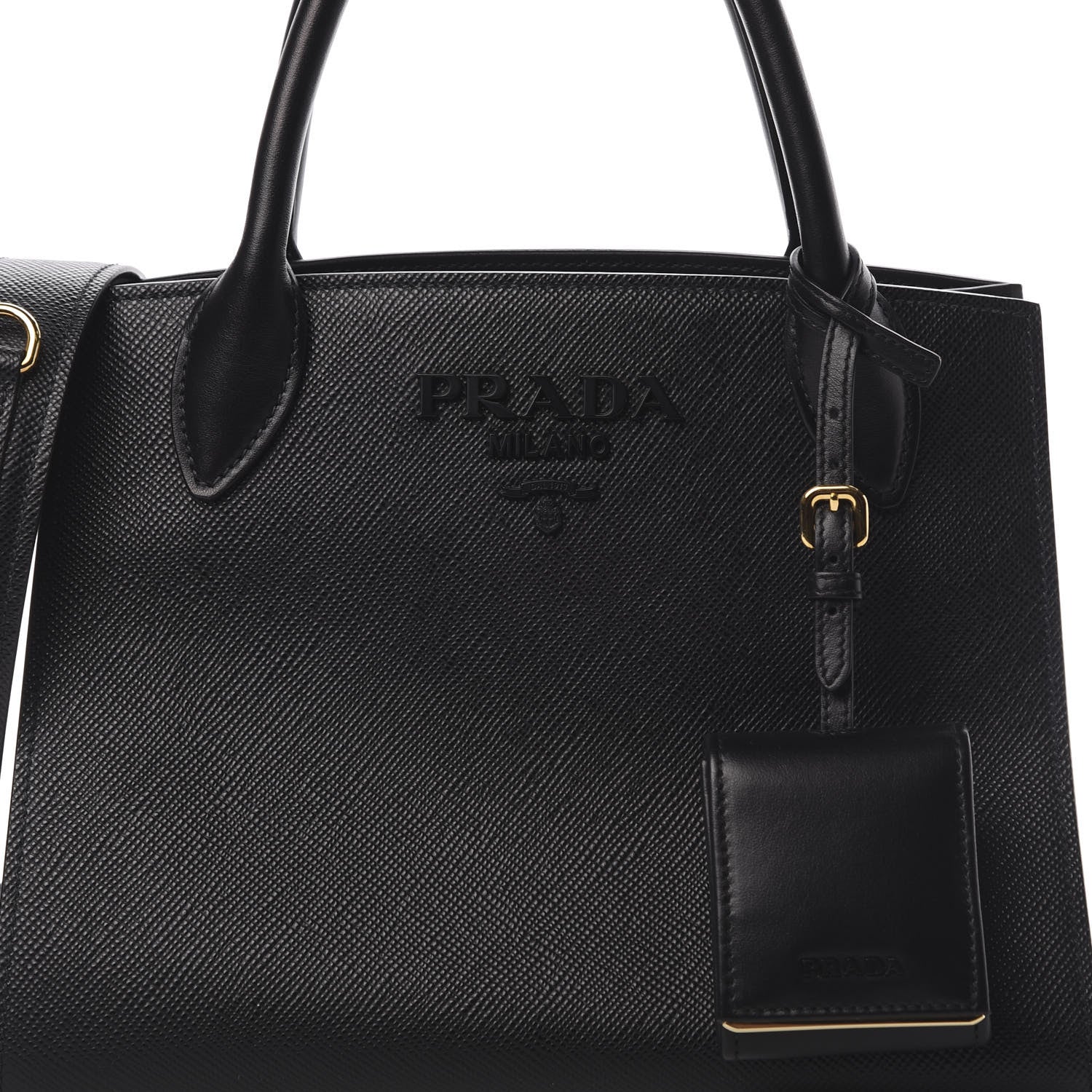 Prada Saffiano Cuir Calfskin Small Monochrome Top Handle Tote Black 9 of 11
