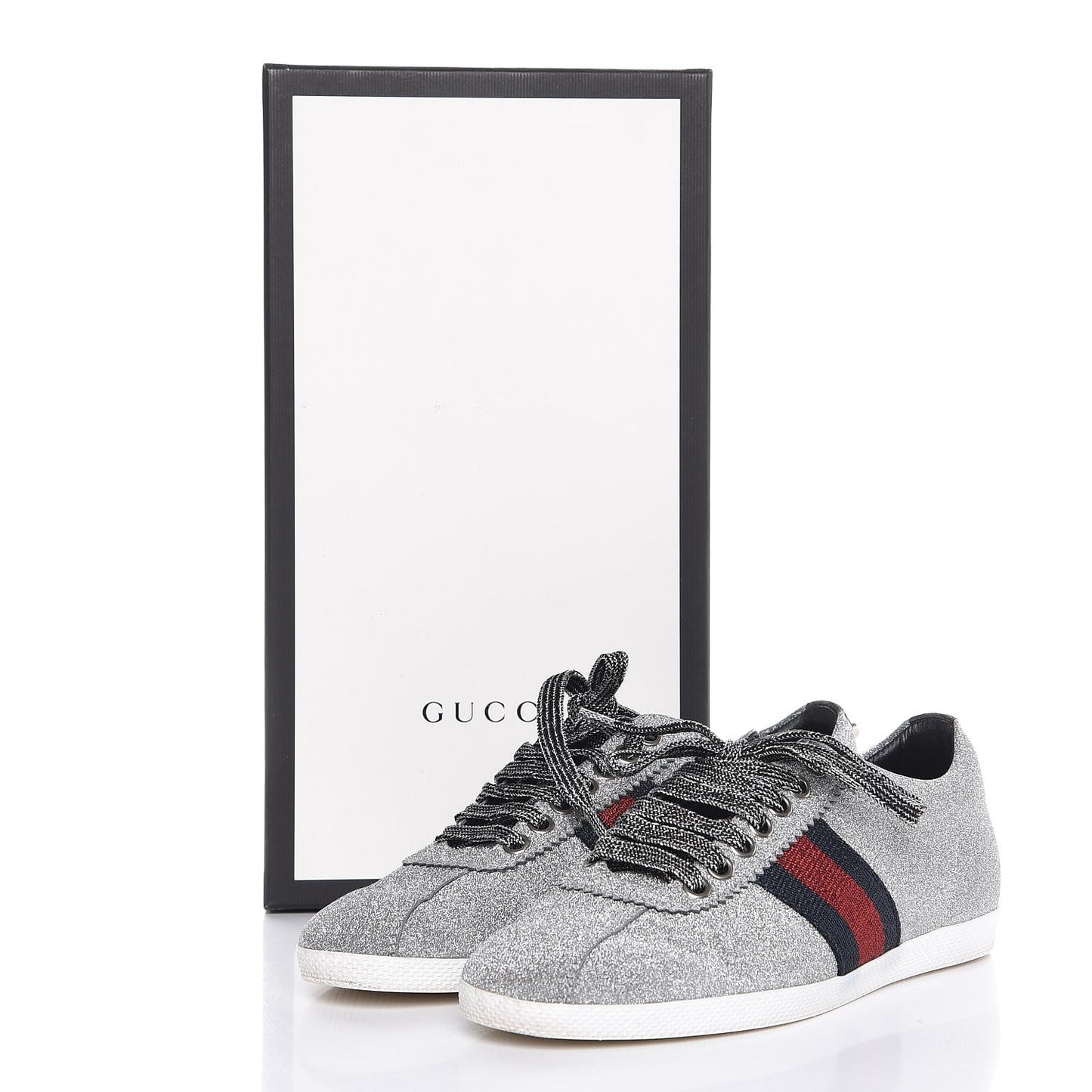 Glitter Fabric Studded Web Sneakers 36.5 Silver