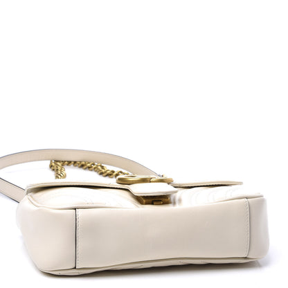 Gucci Calfskin Matelasse Mini GG Marmont Shoulder Bag White 3 of 11