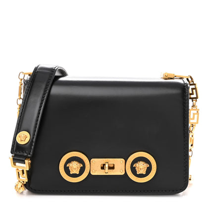 Versace Calfskin Medallion Tribute Shoulder Bag Black 1 of 11
