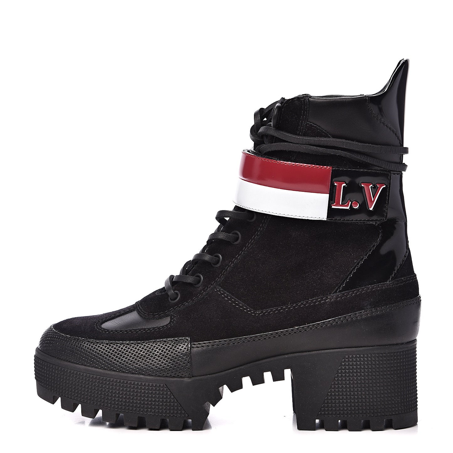 Suede Calfskin Laureate Platform Desert Boots 37.5 Black