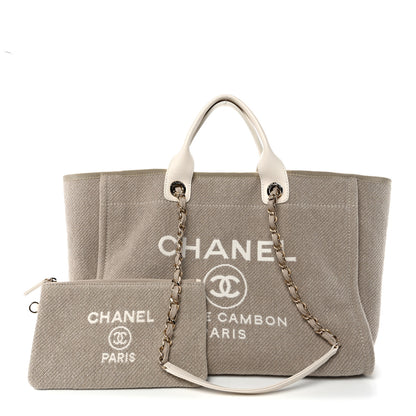 Chanel Mixed Fibers Calfskin Medium Deauville Tote Beige White 2 of 10