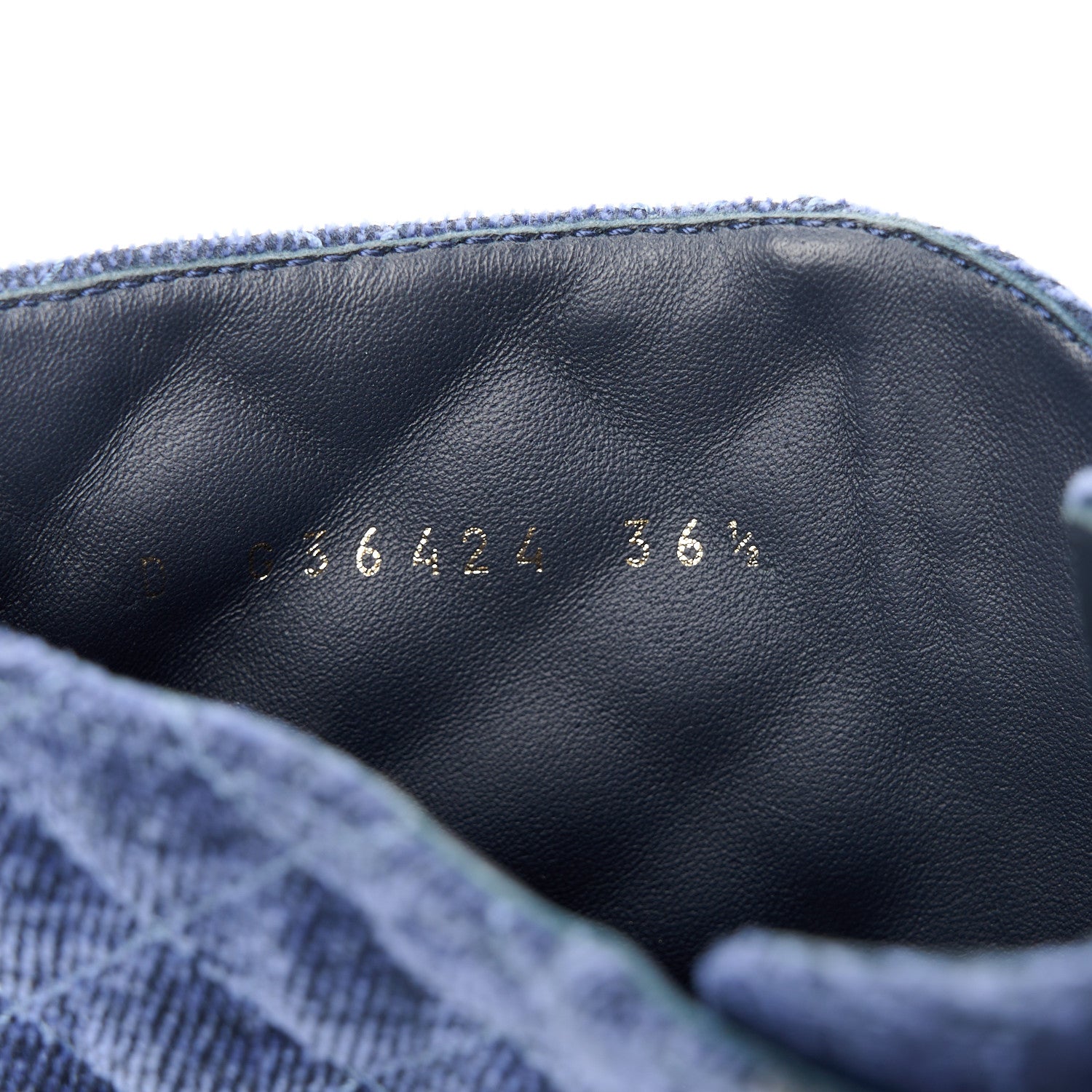 Chanel Denim Calfskin Quilted Lace Up Combat Boots 36.5 Blue 8 of 8