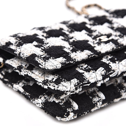 Chanel Tweed Quilted Wallet On Chain WOC Black Ecru White 9 of 11