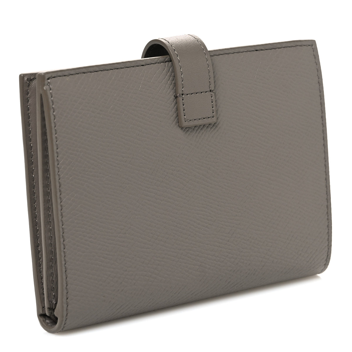 Grained Calfskin Medium Multifunction Strap Wallet Pebble