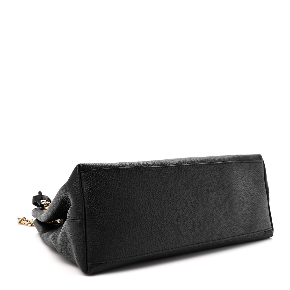 Pebbled Calfskin Medium Soho Chain Shoulder Bag Black