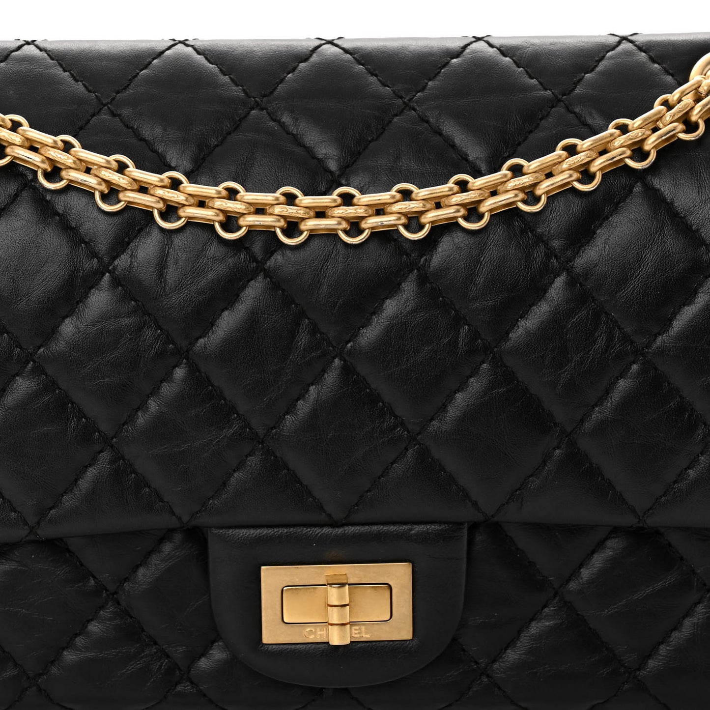 Aged Calfskin Quilted 2.55 Reissue 225 Flap Black