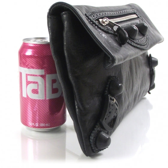 Agneau Giant Brogues Hardware Envelope Clutch Black