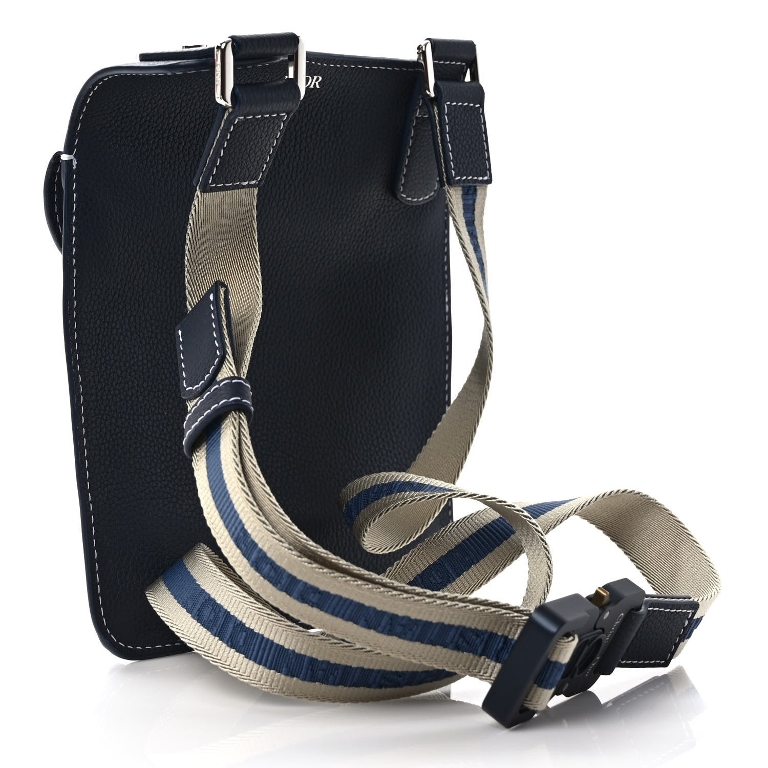 Christian Dior X KAWS Grained Calfskin Saddle Pouch Blue Multicolor 3 of 9