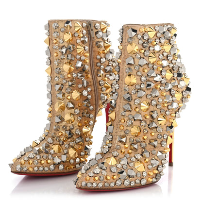 Christian Louboutin Liege Pepite Specchio So Full Kate 100 Ankle Boots 37 Gold Multicolor 4 of 10
