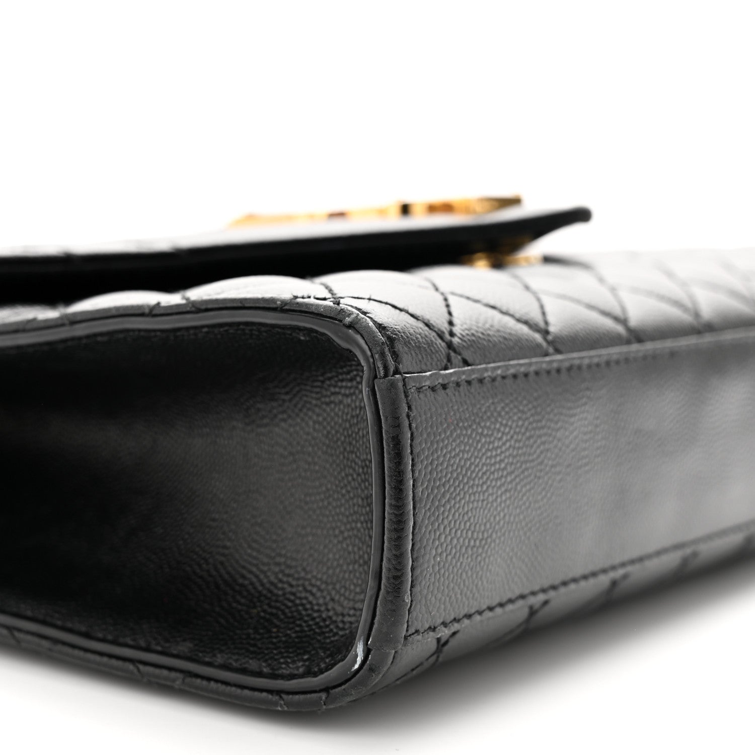 Saint Laurent Grain De Poudre Textured Mixed Matelasse Triquilt Medium Monogram Satchel Black 9 of 14