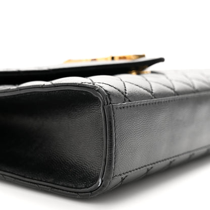 Saint Laurent Grain De Poudre Textured Mixed Matelasse Triquilt Medium Monogram Satchel Black 9 of 14